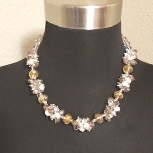 Gold Cluster Bead Pearl Necklace